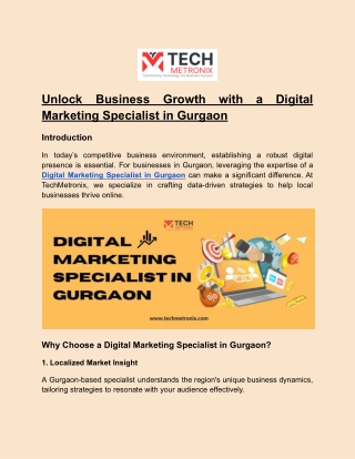 Techmetronix-Digital Marketing Specialist in Gurgaon