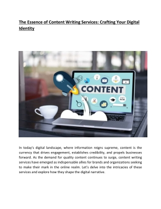 The Essence of Content Writing Services