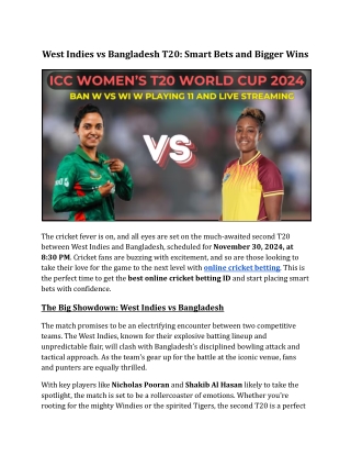 West Indies vs Bangladesh T20 Match
