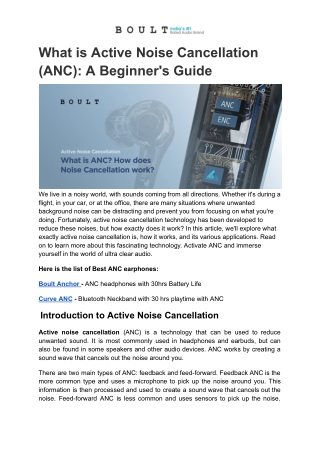 What is Active Noise Cancellation (ANC): A Beginner's Guide