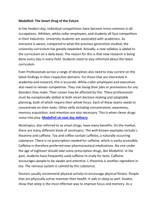 Modafinil The Smart Drug of the Future