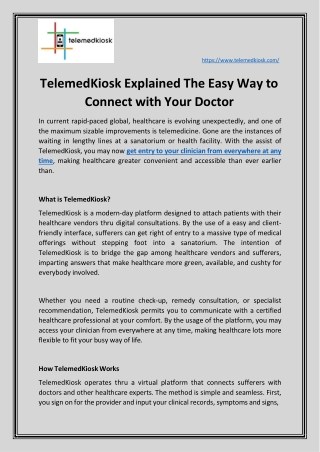 TelemedKiosk Explained The Easy Way to Connect with Your Doctor