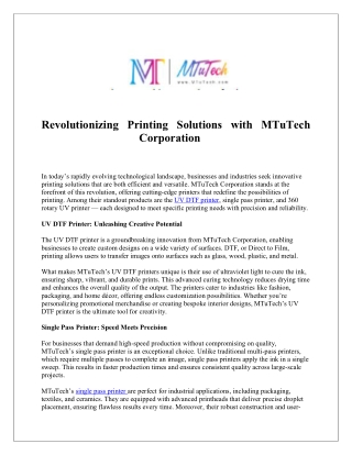 Revolutionize Fabric Printing with Direct to Fabric Printer - MTuTech