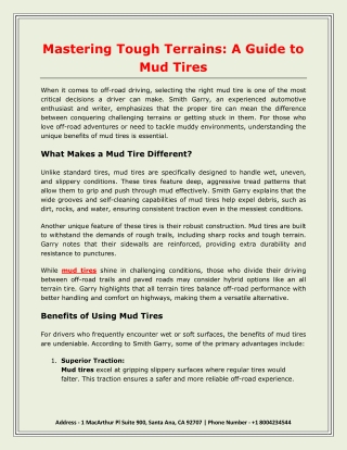 Mastering Tough Terrains A Guide to Mud Tires