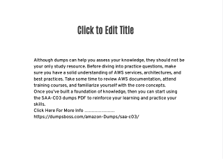 Pass Your SAA-C03 AWS Certification Exam Using Dumps PDF