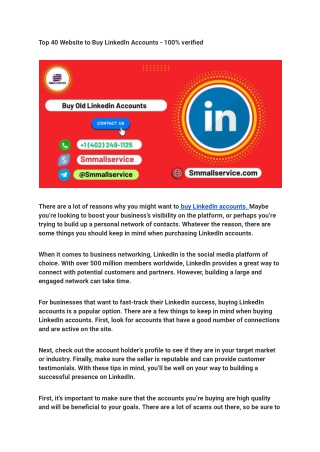 Top 40 Website to Buy LinkedIn Accounts - 100% verified