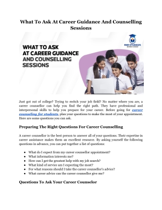 What To Ask At Career Guidance And Counselling Sessions