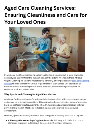 Aged Care Cleaning Services Ensuring Cleanliness and Care for Your Loved Ones