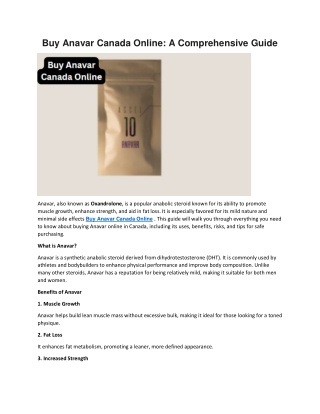 Buy Anavar Canada Online: A Comprehensive Guide