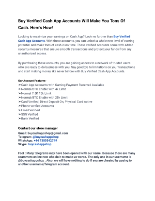 Top Site To Buy Verified Cash App Accounts In Best Time