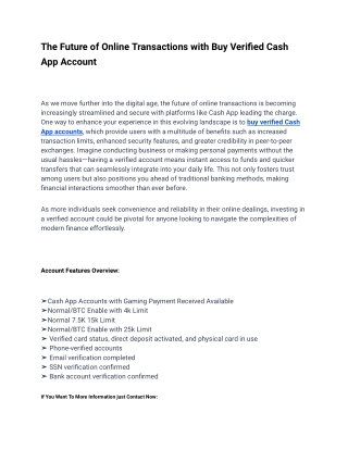 Top Site To Buy Verified Cash App Account In Best Time