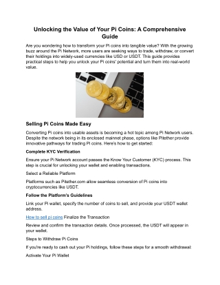 Unlocking the Value of Your Pi Coins A Comprehensive Guide