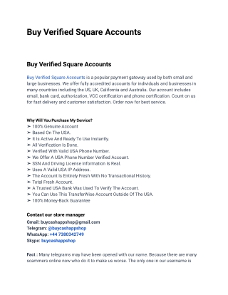 Top Site To Buy Verified Square Accounts In Best Time