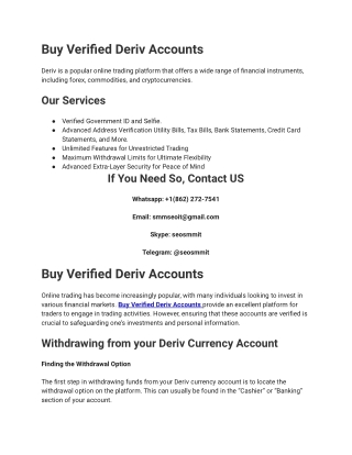 Buy Verified Deriv Accounts