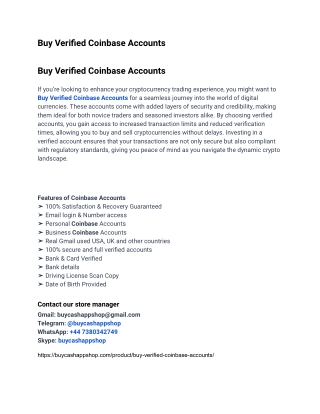 Top Site To Buy Verified Coinbase Accounts In Best Time