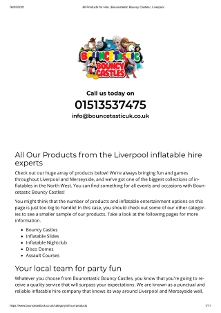 All Products - Bouncetastic Bouncy Castles Liverpool