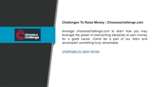 Challenges To Raise Money  Chooseachallenge.com