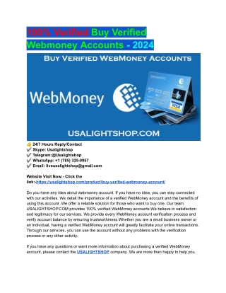 100% Verified Buy Verified Webmoney Accounts - 2024