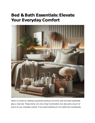 Bed & Bath Essentials_ Elevate Your Everyday Comfort