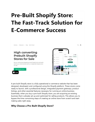 pre built shopify store