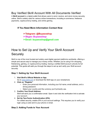 Buy Verified Skrill Account With All Documents Verified