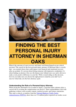 FINDING THE BEST PERSONAL INJURY ATTORNEY IN SHERMAN OAKS