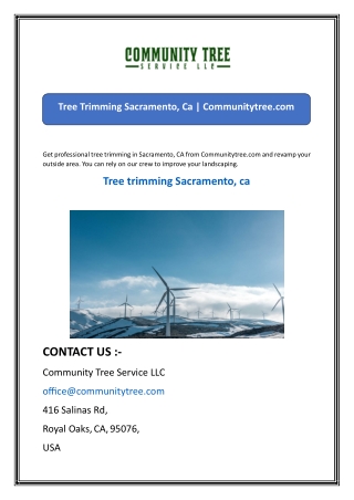 Tree Trimming Sacramento, Ca  Communitytree