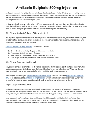Amikacin Sulphate 500mg Injection