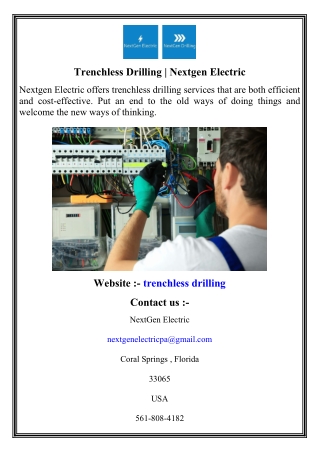 Trenchless Drilling   Nextgen Electric