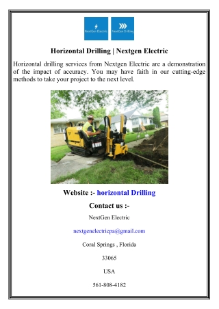 Horizontal Drilling   Nextgen Electric