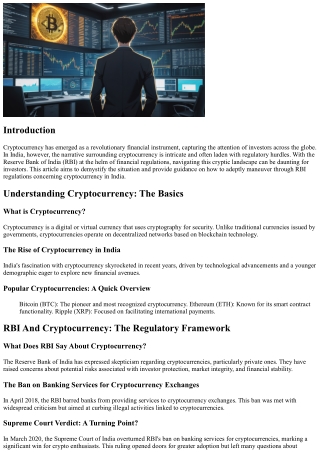 “Cryptocurrency in India: How Can Investors Navigate RBI Regulations?”