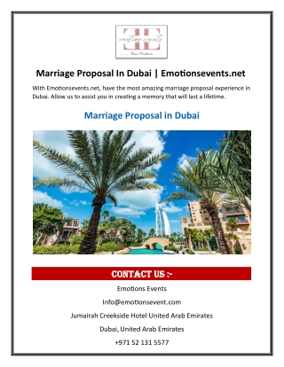 Marriage Proposal In Dubai  Emotionsevents.net