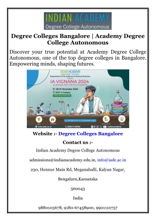 Degree Colleges Bangalore  Academy Degree College Autonomous