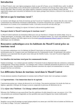 Rencontres authentiques avec les habitants du Massif Central grâce au tourisme r