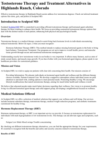 Testosterone Therapy Highlands Ranch