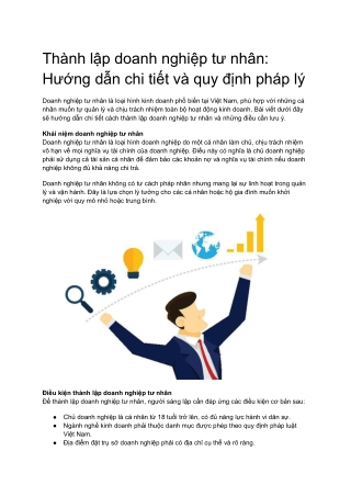 Thành lập doanh nghiệp tư nhân_ Hướng dẫn chi tiết và quy định pháp lý