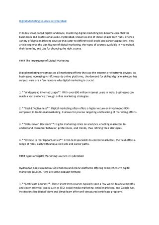 Digital Marketing Courses in Hyderabad