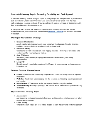 Concrete Driveway Repair_ Restoring Durability and Curb Appeal