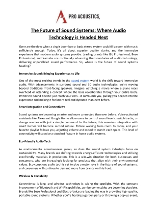 The Future of Sound Systems Where Audio Technology is Headed Next