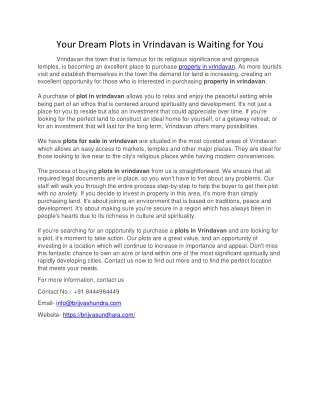 Your Dream Plots in Vrindavan is Waiting for You