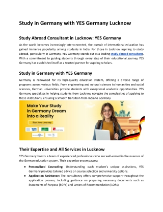 Study in Germany with YES Germany in Lucknow