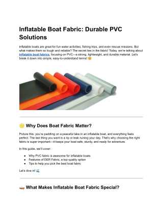 Inflatable Boat Fabric_ Durable PVC Solutions