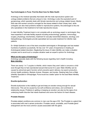 Top Andrologists in Pune_ Find the Best Care for Male Health