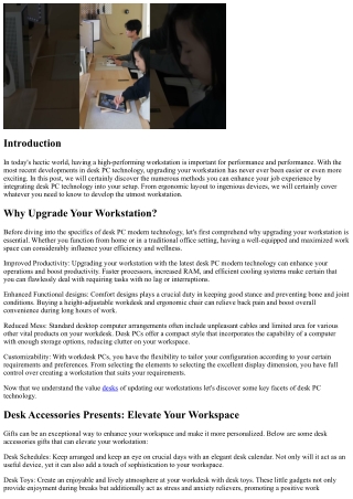 Update Your Workstation with the Latest Desk PC Modern Technology