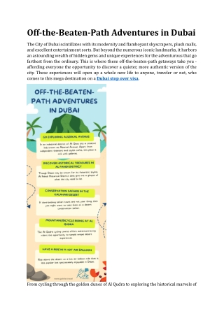 Off the Beaten Path Adventures in Dubai