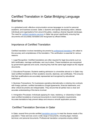 Certified Translation in Qatar_ Bridging Language Barriers  (1)