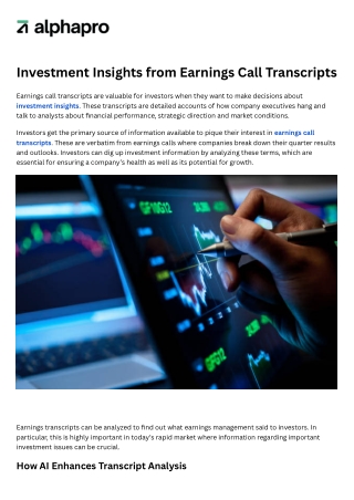 Investment Insights from Earnings Call Transcripts
