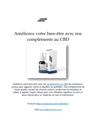 Améliorez votre bien-être avec nos compléments au CBD