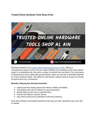 Trusted Online Hardware Tools Shop Al Ain