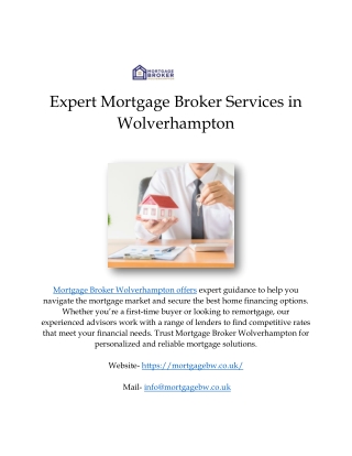 Expert Mortgage Broker Services in Wolverhampton